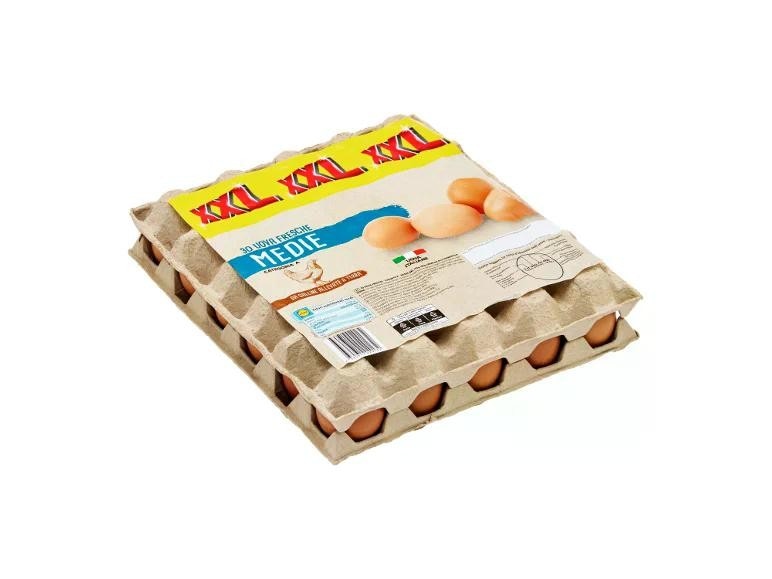 Uova medie 30 pezzi confezione in offerta da Lidl