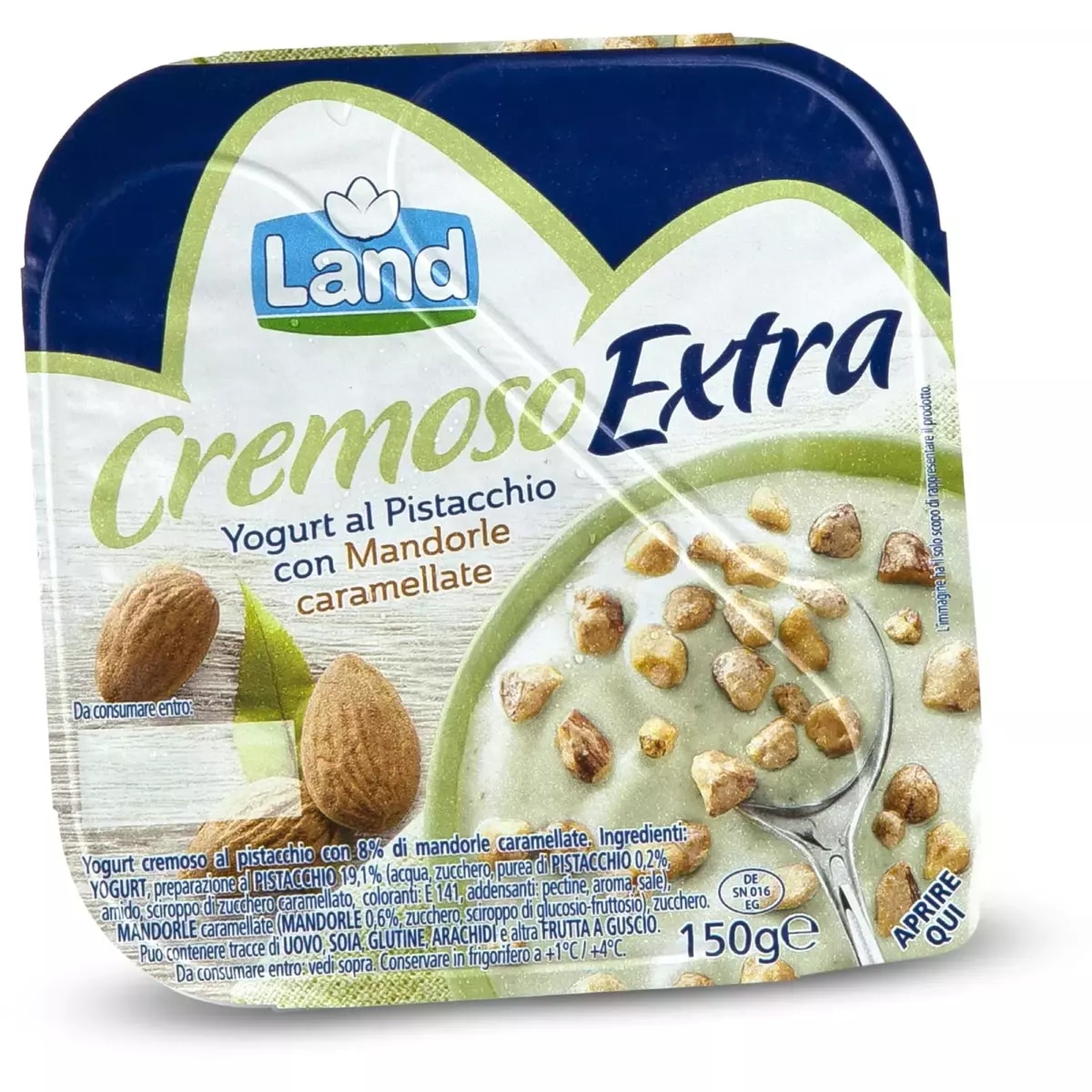Land Cremoso Extra yogurt bianco con cereali al cioccolato o al pistacchio con mandorle 150 g in offerta da Eurospin