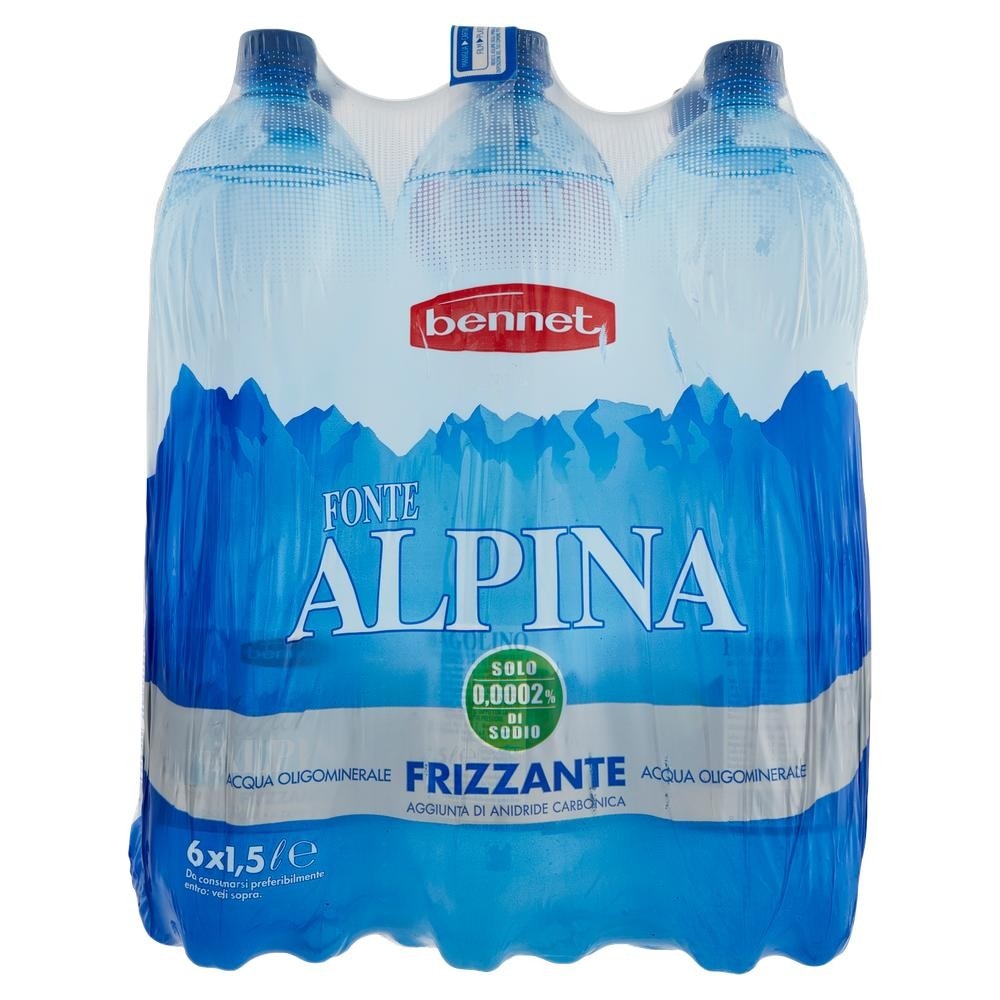 Bennet acqua frizzante Fonte Alpina 6 x 1,5 L in offerta da Bennet
