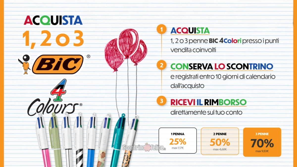 Cashback Bic 4 Colours in offerta da Esselunga