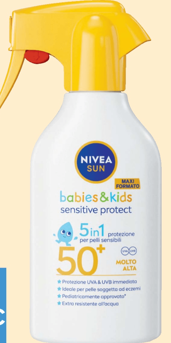Spray Solare Kids Sensitive Protect SPF 50+ Nivea Sun 250 ml - Offerta nel negozio Carrefour