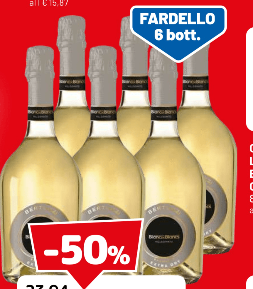 Bertuzzi Blanc de Blancs Spumante Millesimato Extra Dry 6 x 750 ml in offerta da Dpiù