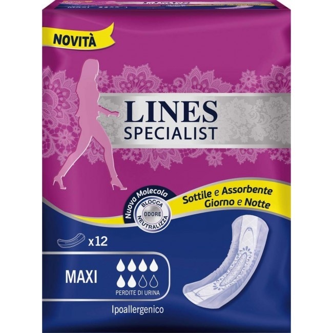 Assorbenti Lines Specialist maxi 12 pezzi, extra 10 pezzi, mini 18 pezzi, proteggi slip 24 pezzi in offerta da Panorama