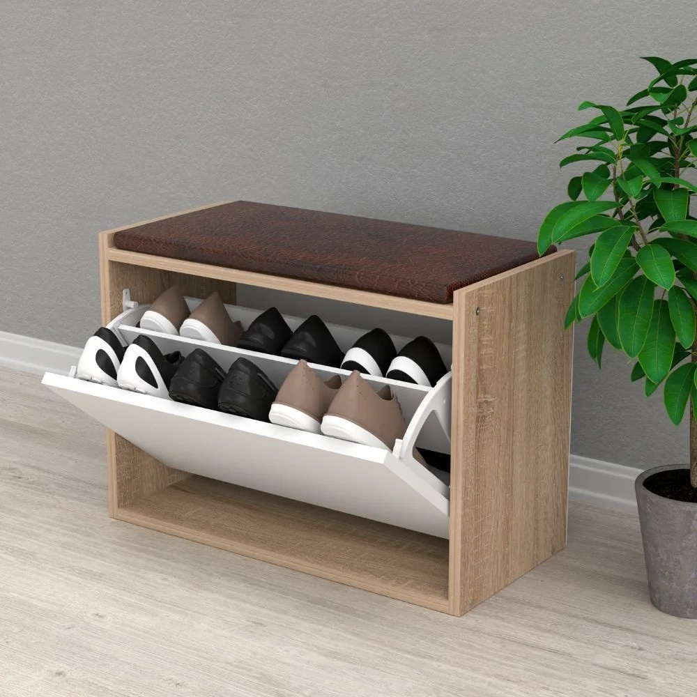 Panca in MDF con cuscino e scarpiera 60x30x50h cm in offerta da Il Gigante
