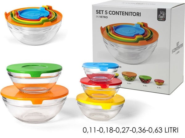 Contenitori ermetici in vetro con coperchio 5 pezzi in offerta da Happy Casa