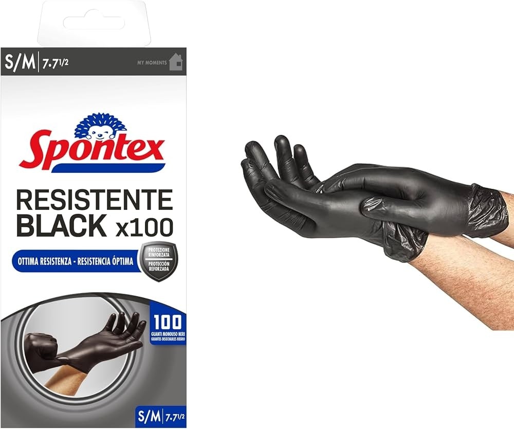 Guanti resistenti Black Spontex 100 pezzi in offerta da Carrefour