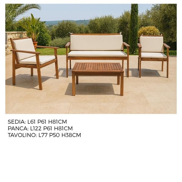 Tavolo con 2 poltrone e panchina - Offerta nel negozio Happy Casa