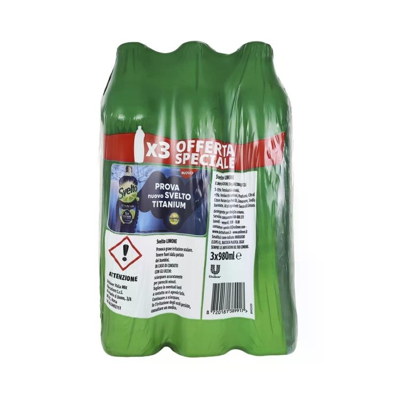 Svelto Detersivo per Piatti Conf. 3 pezzi 980 ml Cad. 2,94 l in offerta da Carrefour