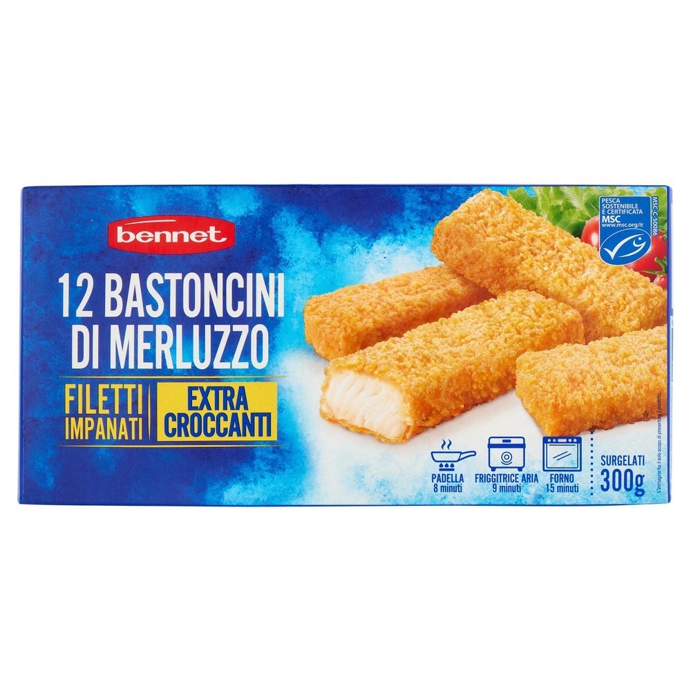Bastoncini di merluzzo impanati surgelati 300 g Bennet in offerta da Bennet