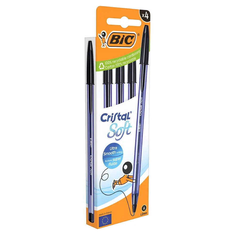 Penne a sfera Cristal Soft 4 pezzi BIC in offerta da Iper La grande i