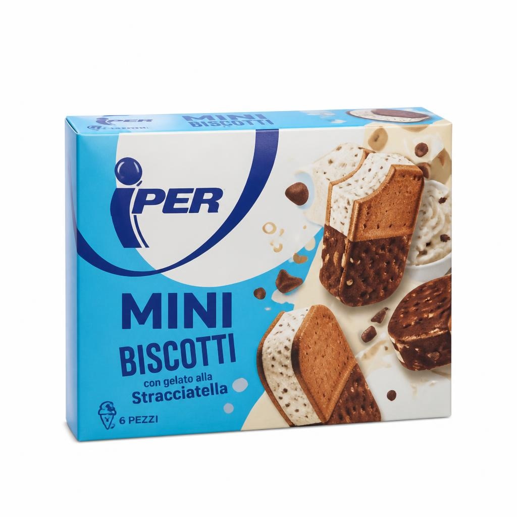 Mini biscotti con gelato alla stracciatella 6 pezzi 324 g in offerta da Iper La grande i