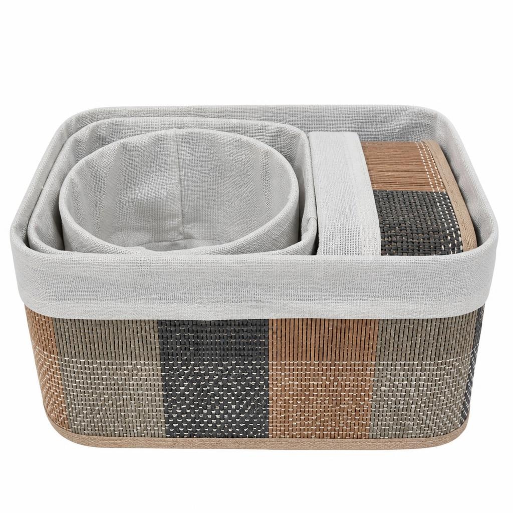 Set 4 contenitori foderati in bamboo 4 contenitori in offerta da Il Gigante