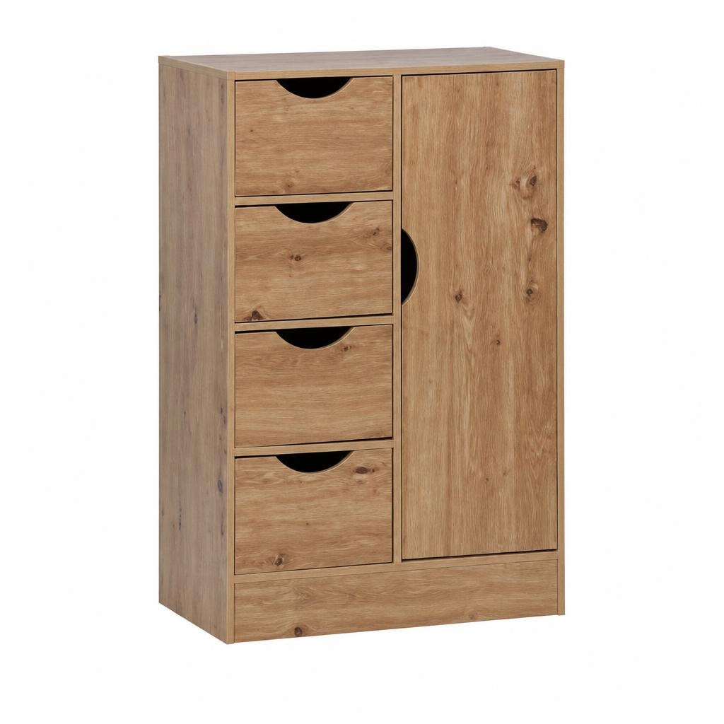 Mobiletto 1 anta e 4 cassetti in MDF 54x29x83h cm in offerta da Il Gigante
