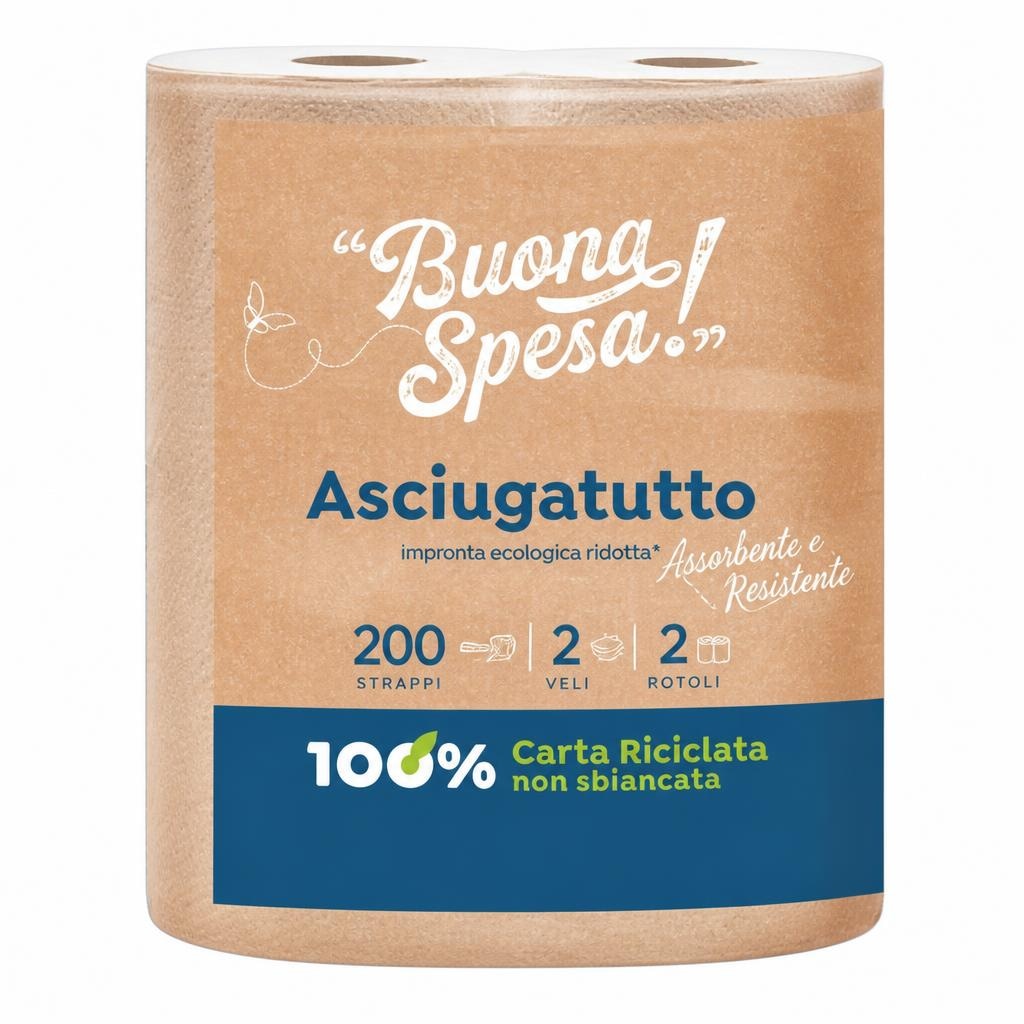 Asciugatutto 2 rotoli, 2 veli, 200 strappi - Offerta nel negozio MD