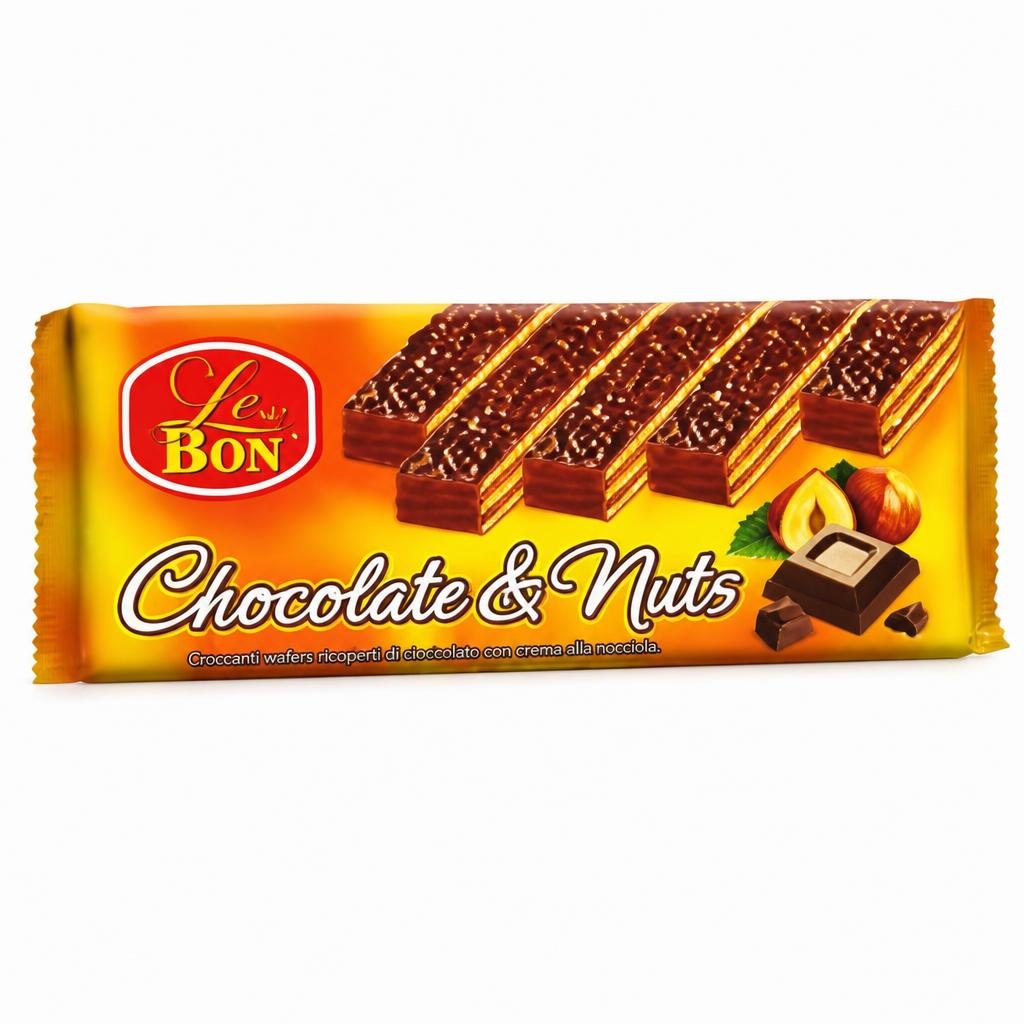 Wafer Ricoperti Le Bon Chocolate & Nuts 120 g - Offerta nel negozio MD