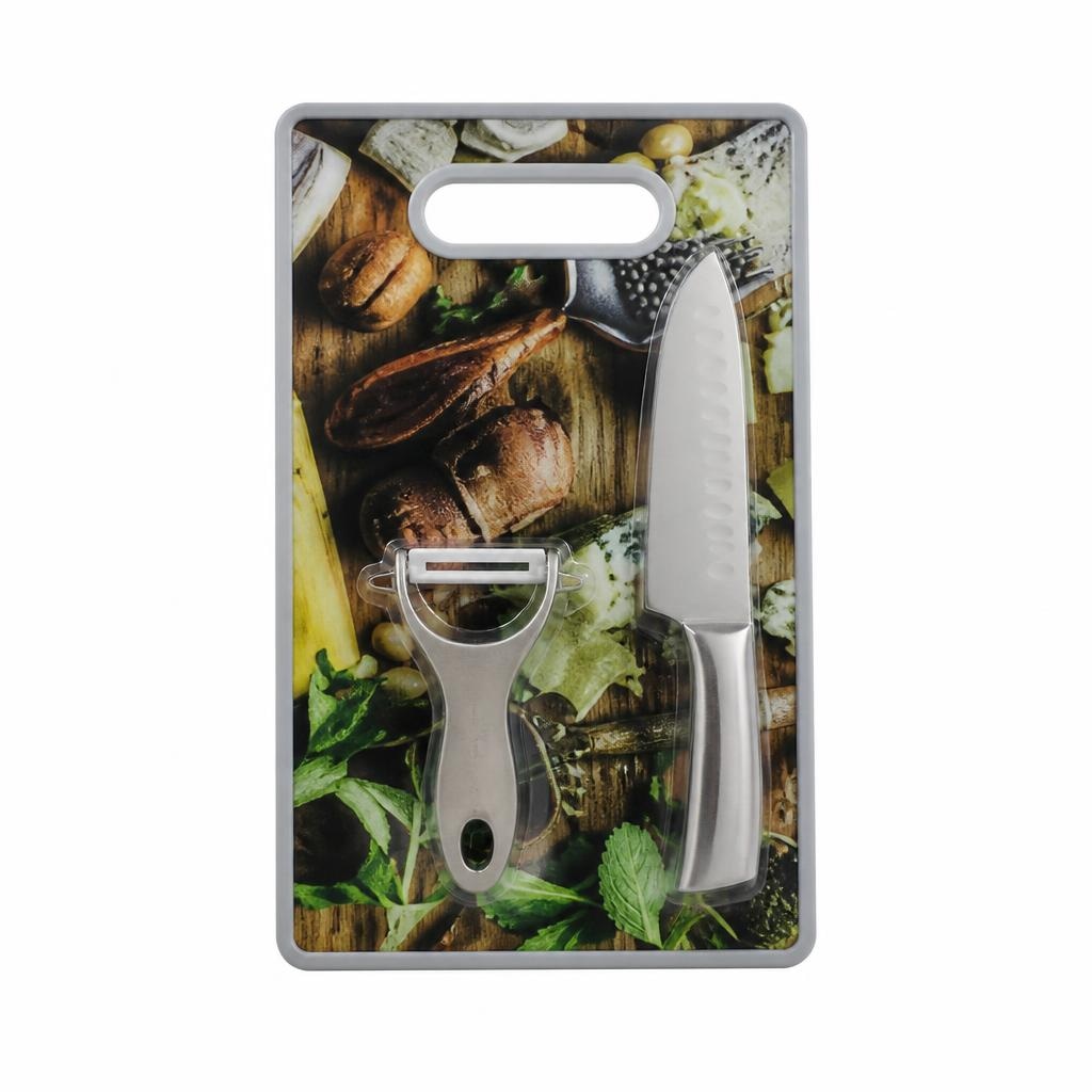 Tagliere rettangolare con coltello e pelaverdure 23x37 cm - Offerta nel negozio Happy Casa