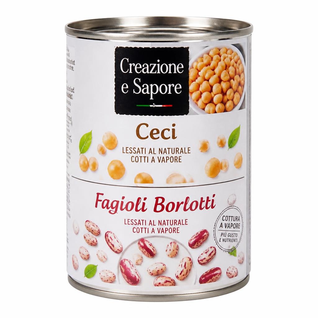 Creazione e Sapore ceci / fagioli borlotti cotti a vapore 420 g in offerta da Dpiù