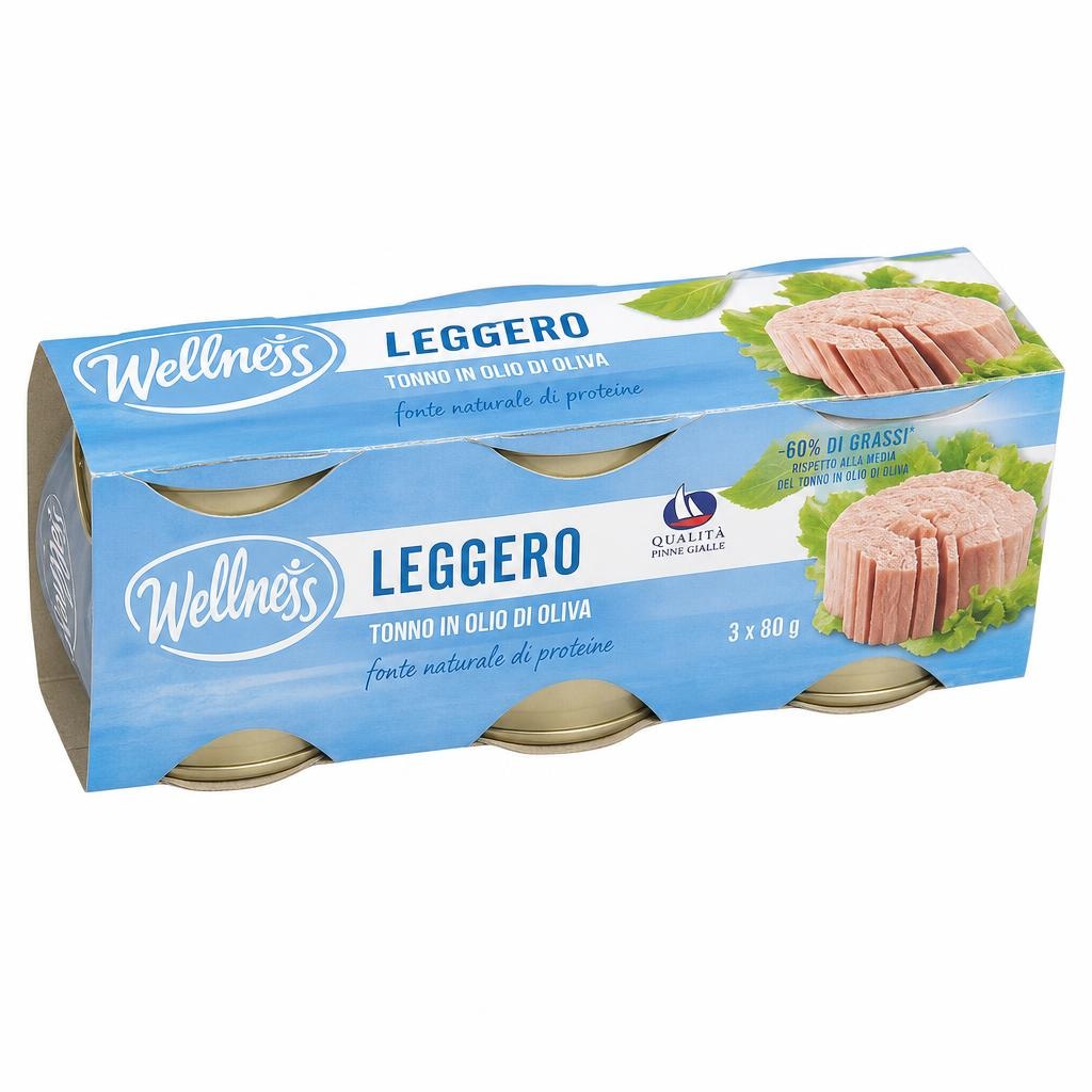Tonno Leggero in Olio di Oliva Wellness conf. da 6 pz - 6 x 60 g = 360 g in offerta da Penny