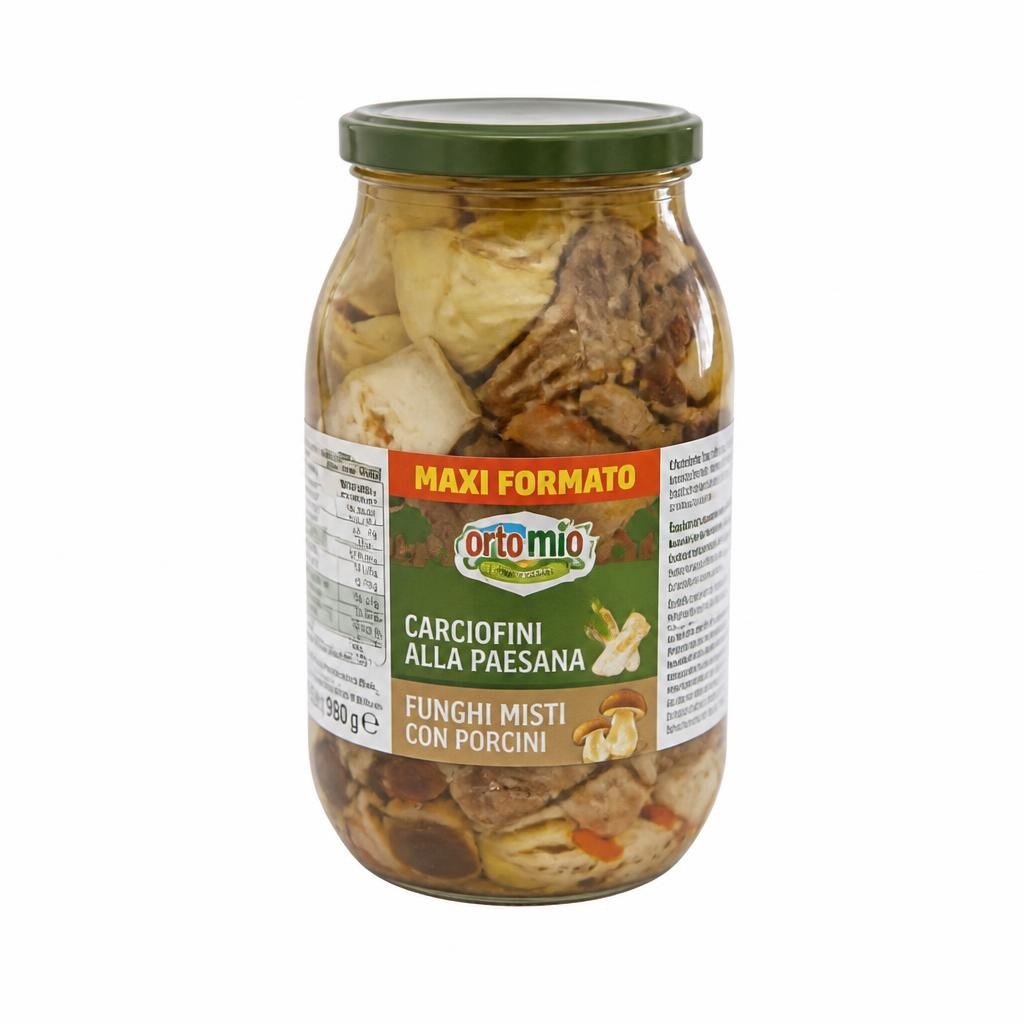 Carciofini alla paesana, funghi misti con porcini Ortomio 980 g in offerta da Penny