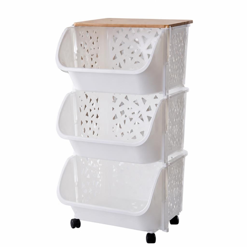 Carrello Bamboo con 3 ceste in plastica in offerta da Risparmio Casa