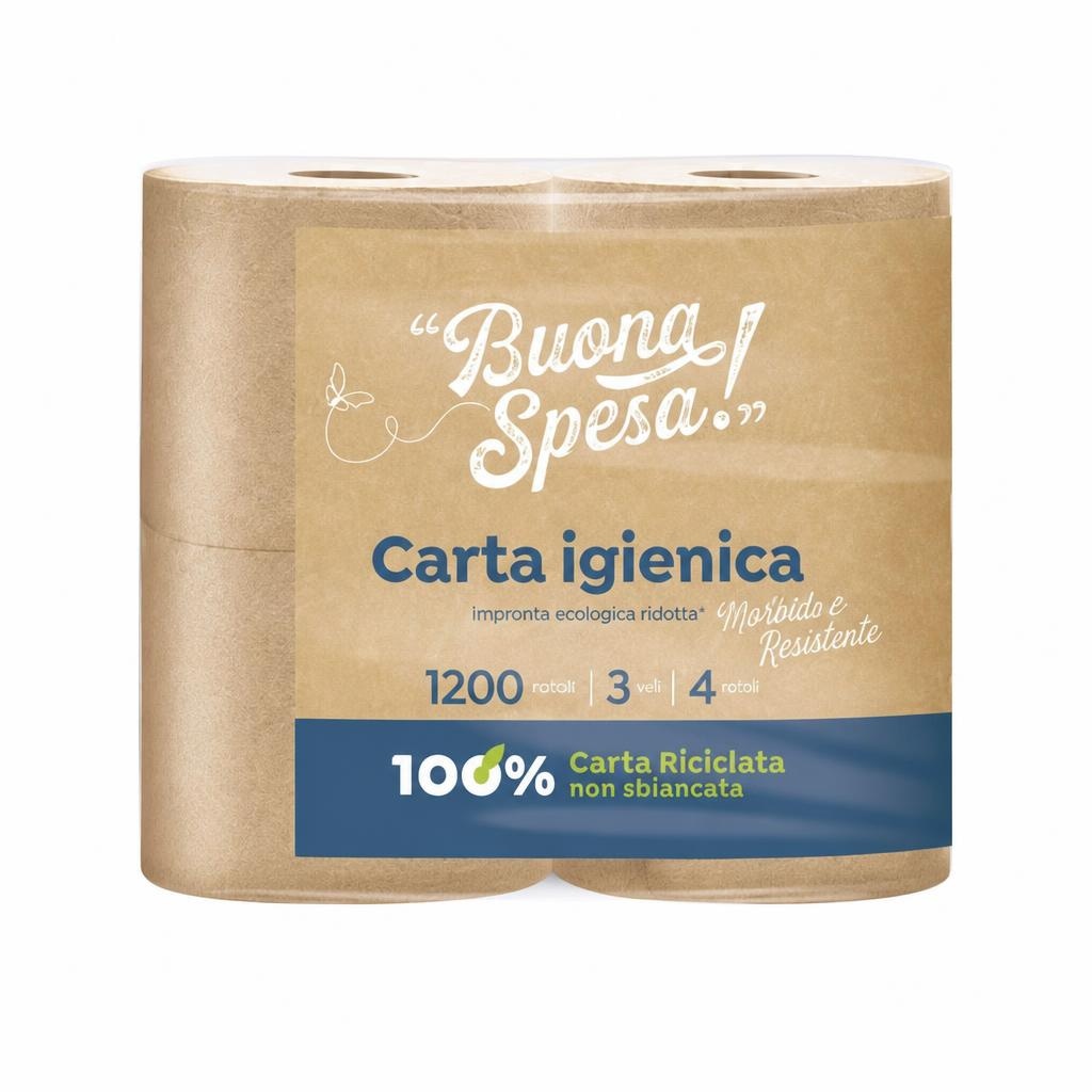Carta igienica 4 rotoli, 3 veli, 1200 strappi Buona Spesa! - Offerta nel negozio MD