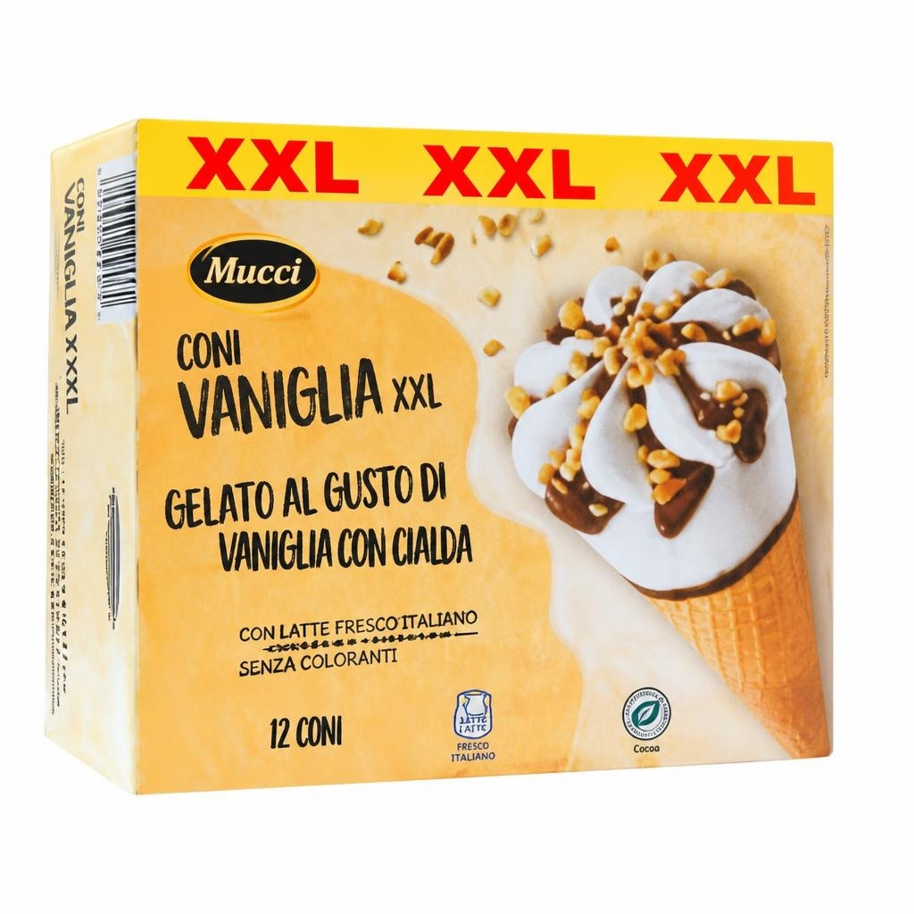 Mucci coni vaniglia XXL 12 pezzi, 900 g in offerta da ALDI