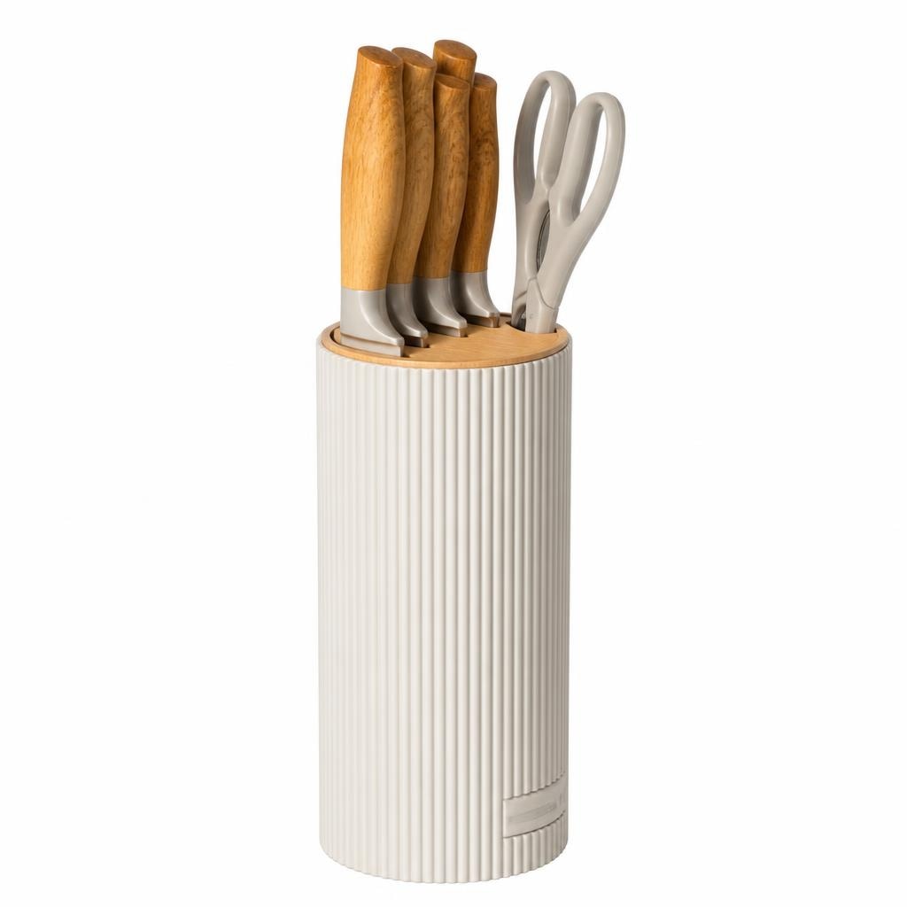 Ceppo 4 coltelli con forbici e stand 5 PEZZI - Offerta nel negozio Happy Casa