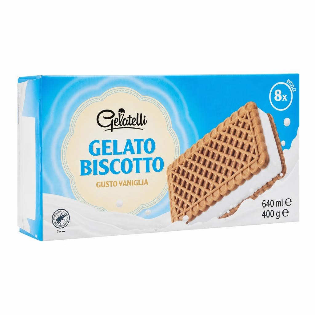 Biscotto-gelato alla vaniglia 8x 50 g confezione Gelatelli - Offerta nel negozio Lidl