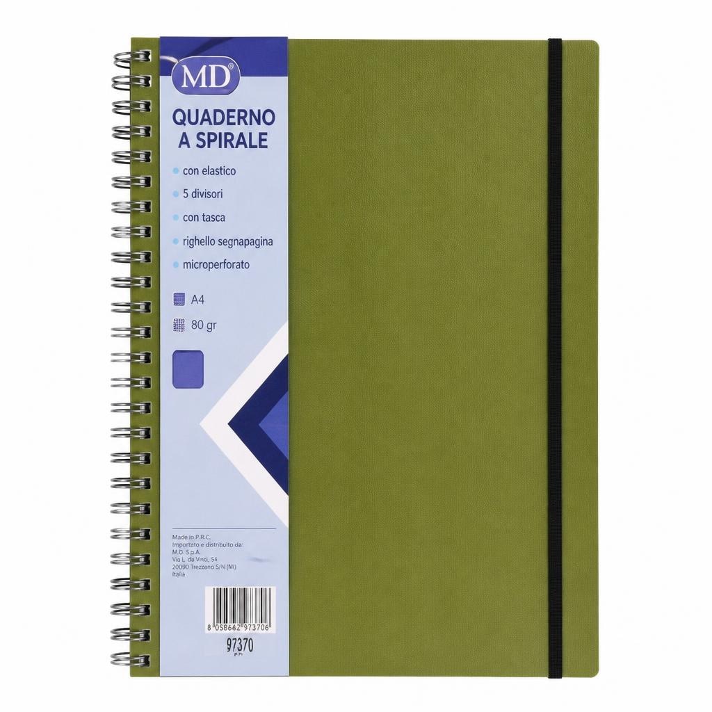 Quaderno a spirale con elastico in offerta da MD