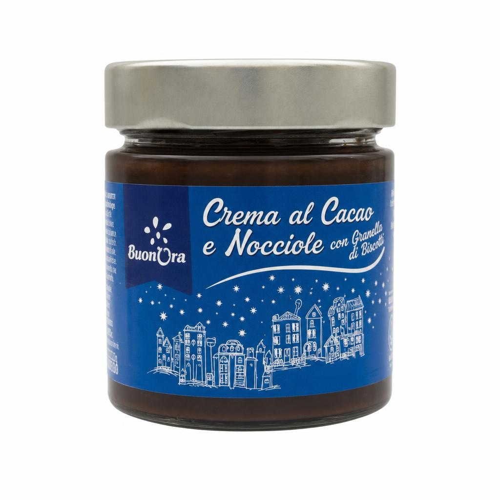 Crema al Cacao e Nocciole con Granella di Biscotti 200 g Buon'Ora in offerta da ALDI