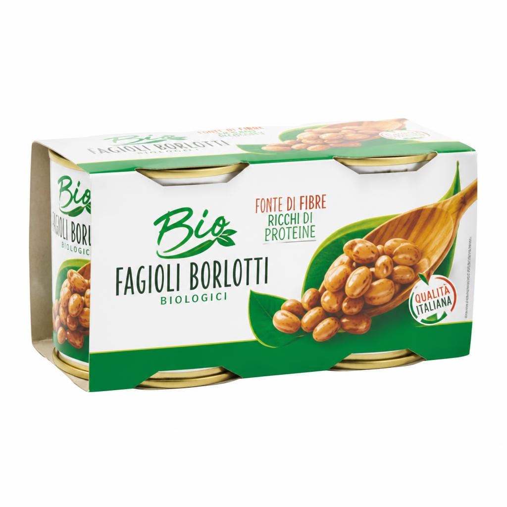 Bio fagioli borlotti 200 g x 2, peso sgocc: 140 g x 2 in offerta da MD