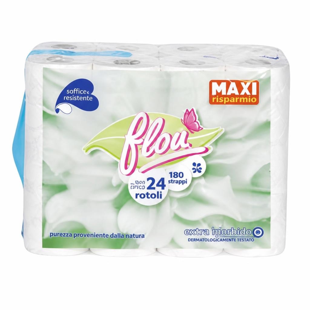 Carta igienica Flou 24 rotoli 180 strappi 3 veli in offerta da MD
