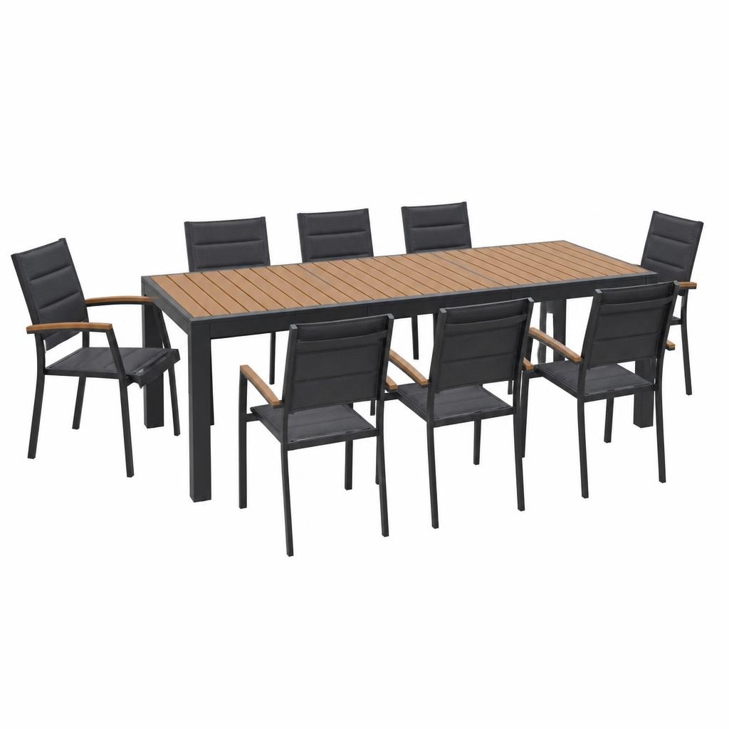 Set Tavolo da pranzo allungabile 8/10 posti con 8 Poltrone impilabili con braccioli in offerta da Iper La grande i