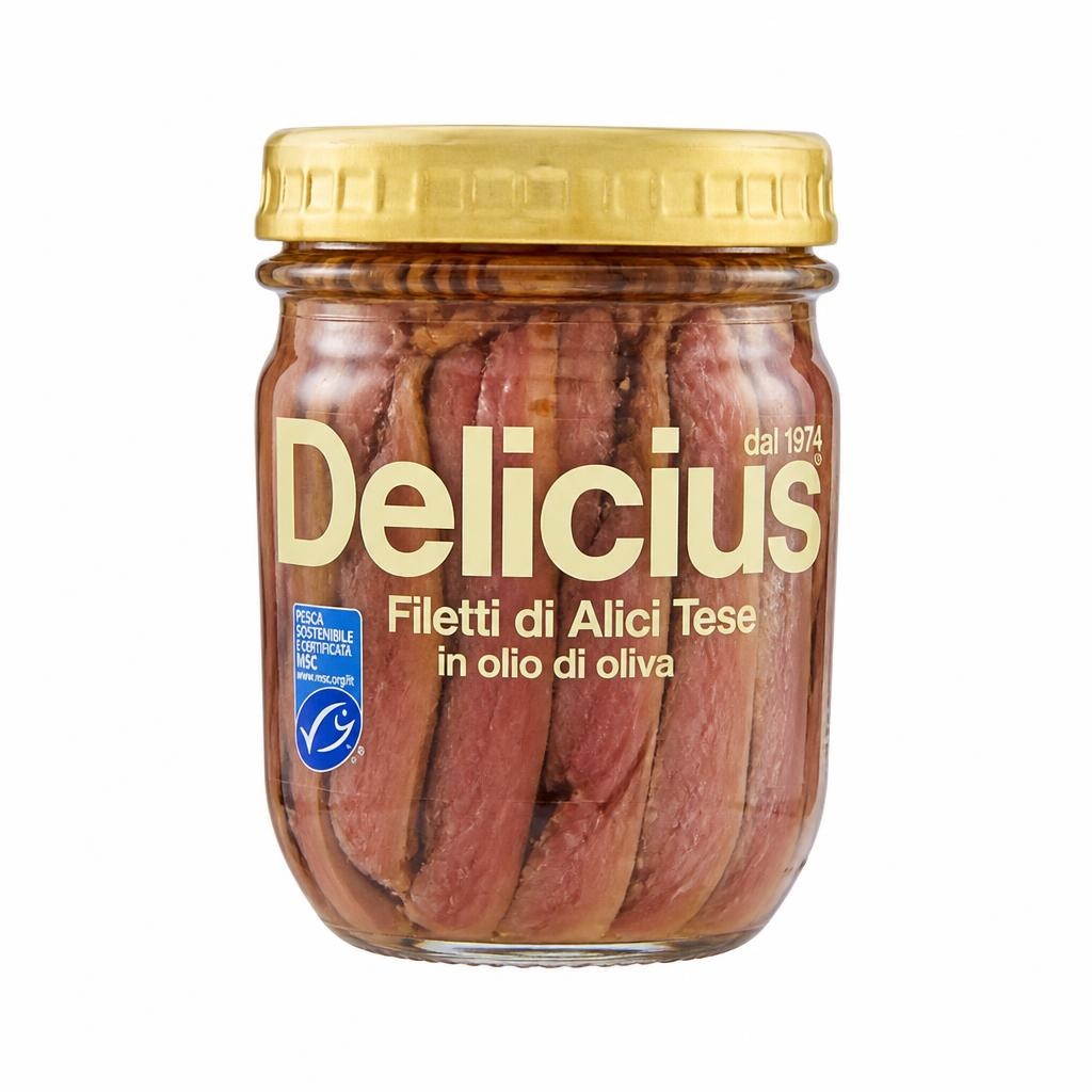 Filetti di alici all'olio d'oliva Delicius 90 g in offerta da Il Gigante