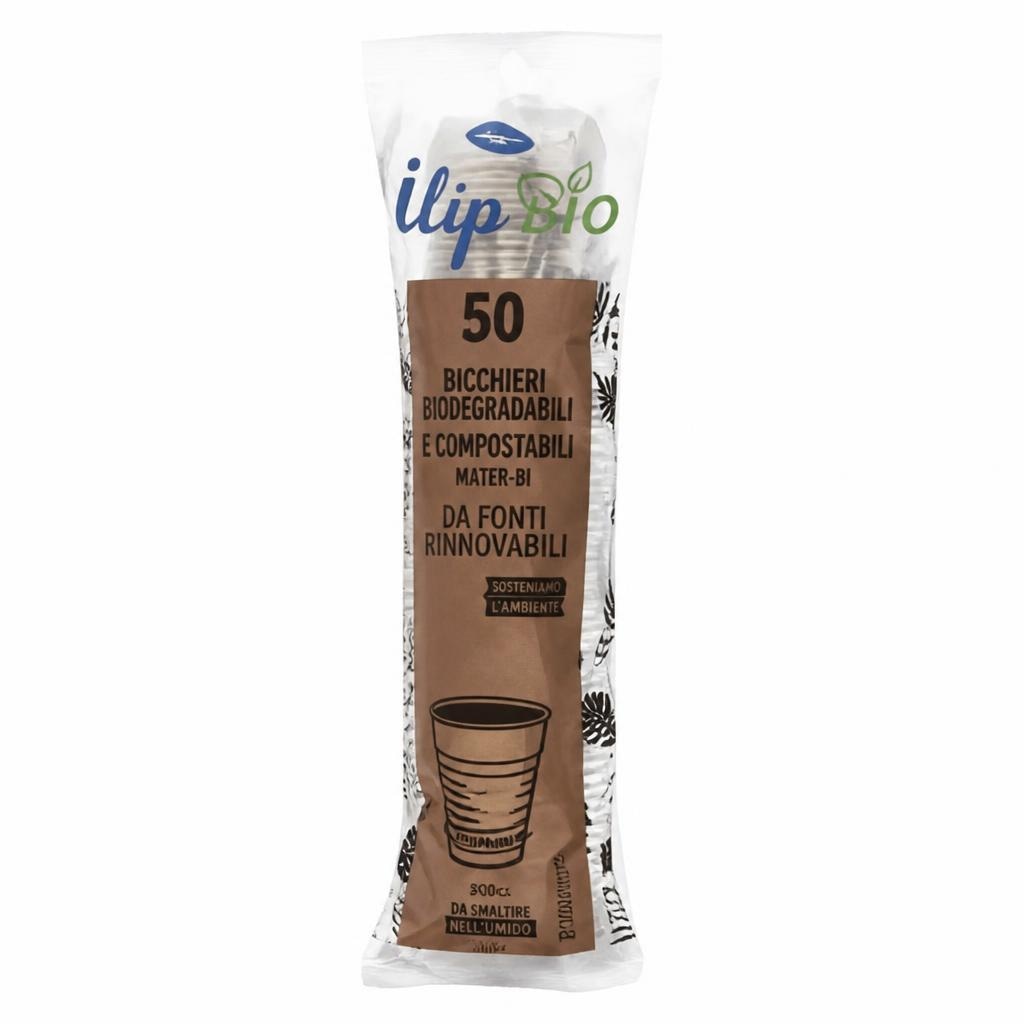 Bicchieri biodegradabili e compostabili Ilip 50 pezzi in offerta da Panorama