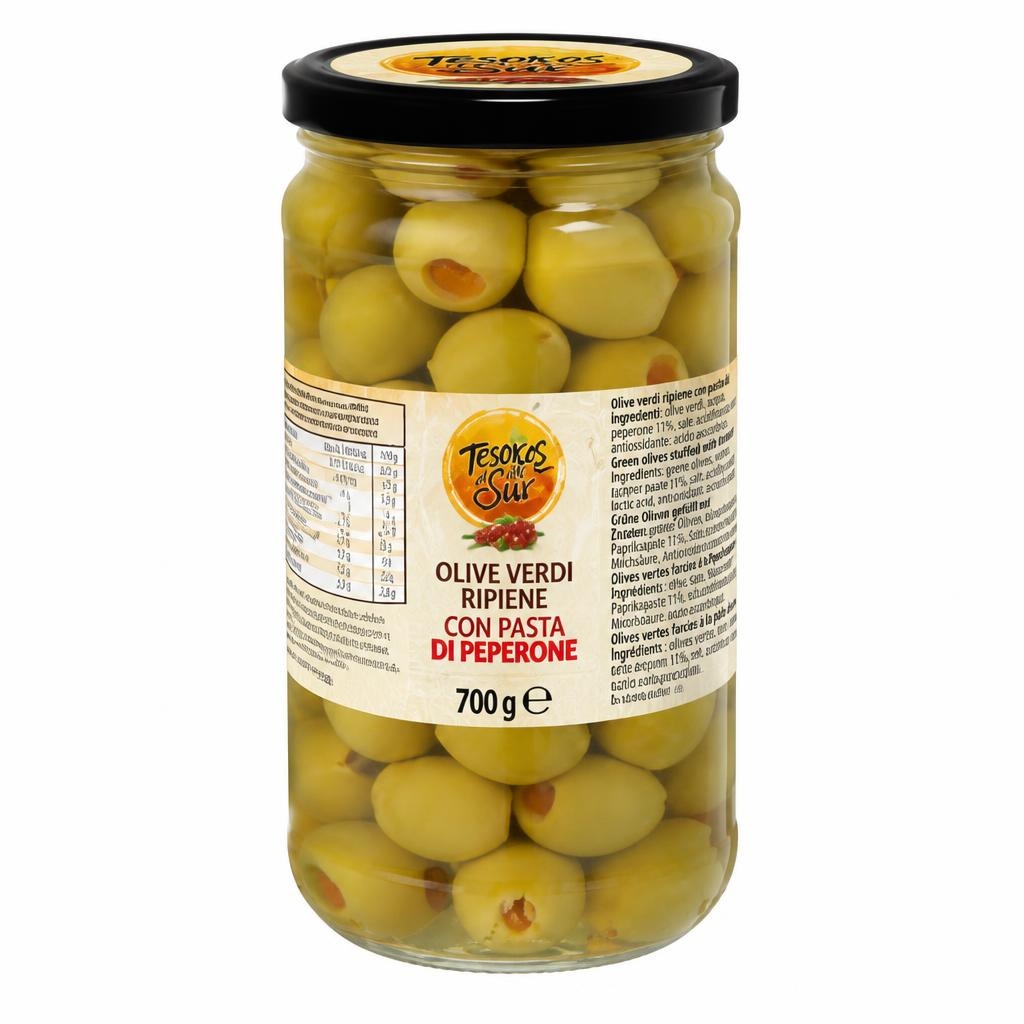 Tesoros del Sur Olive Verdi Ripiene 700 g - Offerta nel negozio ALDI
