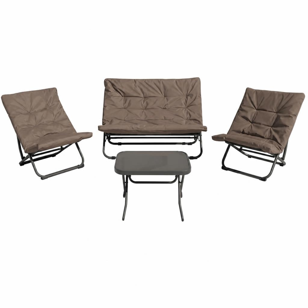 Tavolo con top in vetro 2 poltrone e divanetto in offerta da Happy Casa