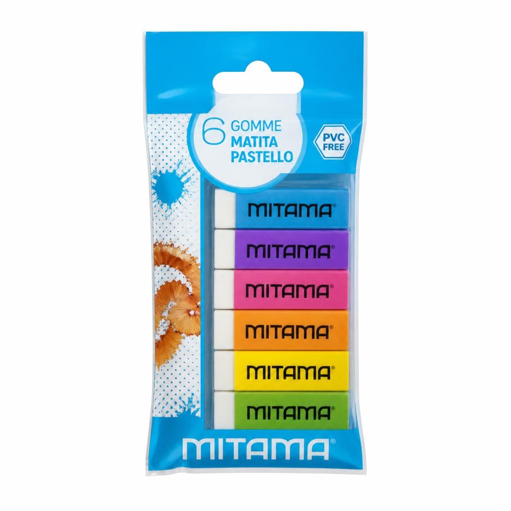Gomme matita pastello Mitama 6 pezzi in offerta da Panorama