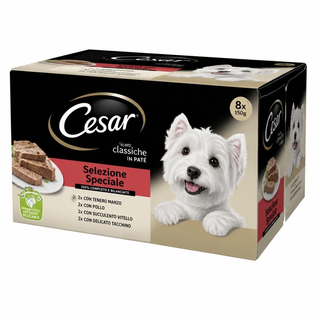 Paté per cane Cesar 8 x 150 g (1,2 kg) in offerta da Penny