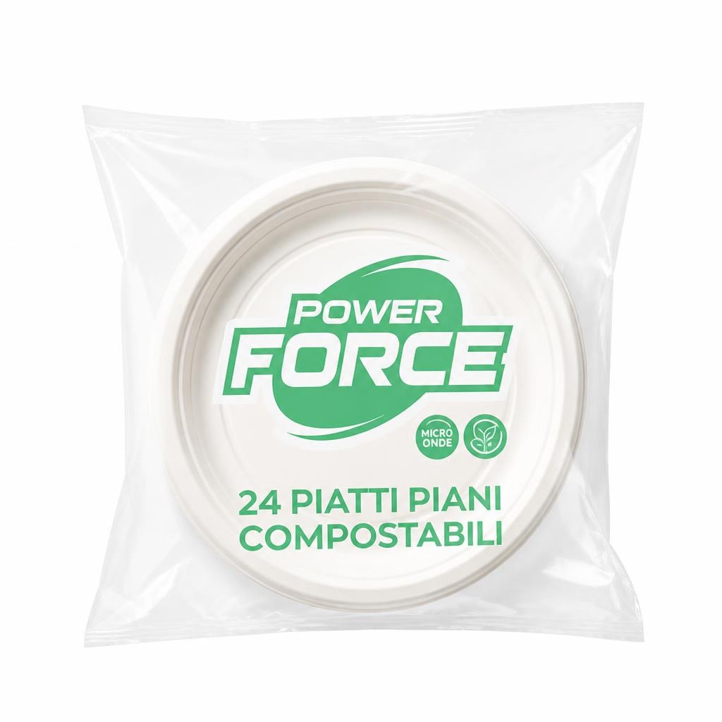 Power Force piatti piani compostabili 24 pezzi in offerta da ALDI