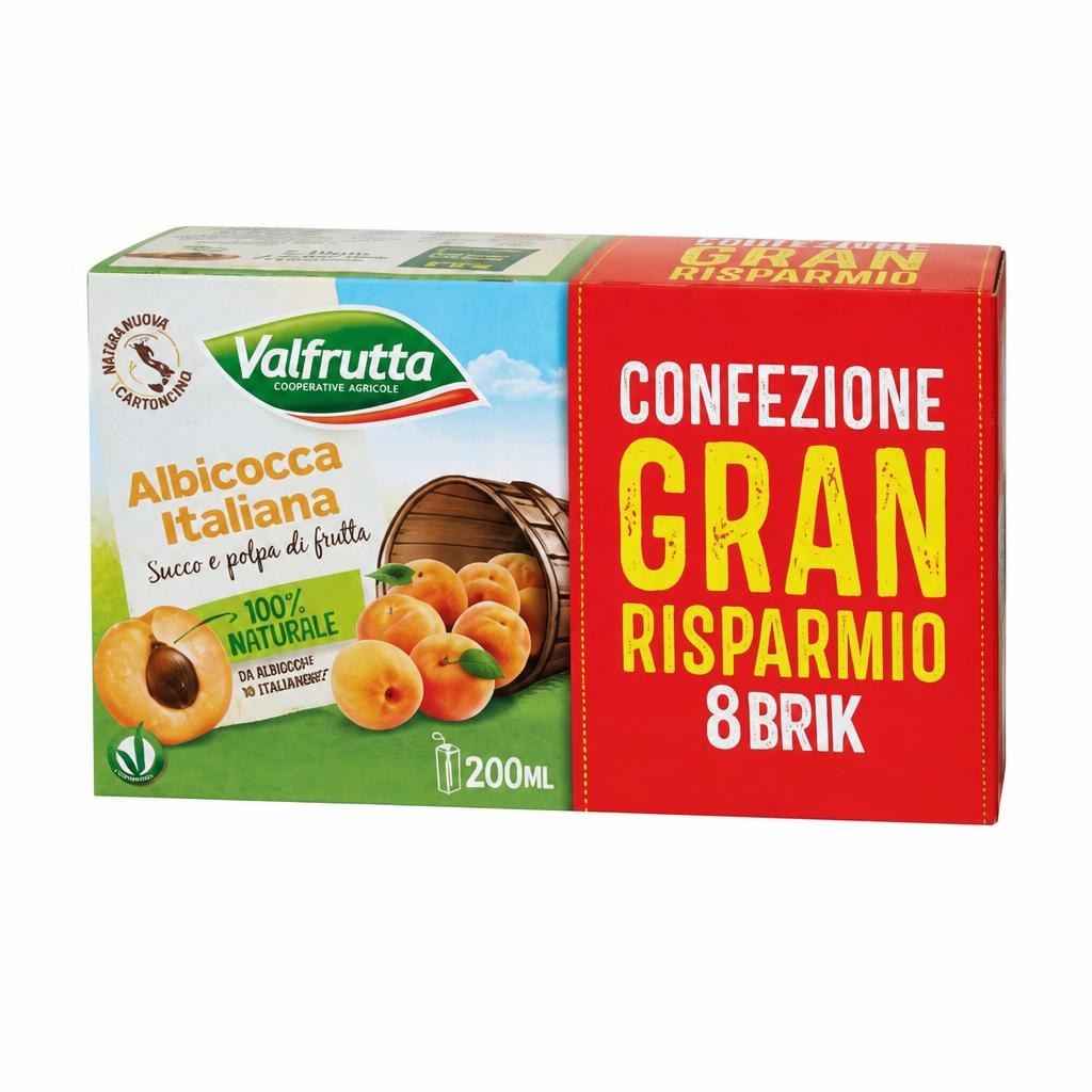 Valfrutta nettari di frutta conf 8 pezzi da 200 ml cad., 1,6 l totale in offerta da Carrefour