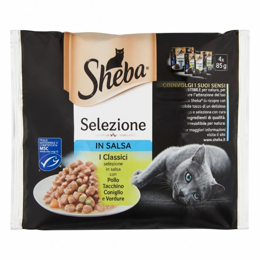 Sheba alimento umido per gatti gusti assortiti 85 g x 4 in offerta da Iper La grande i