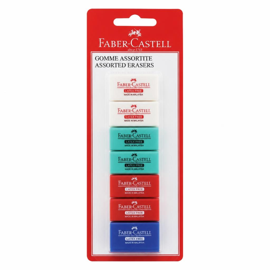 Faber-Castell gomme assortite 4 bianche, 2 verdi e 2 rossa/blu in offerta da Bennet