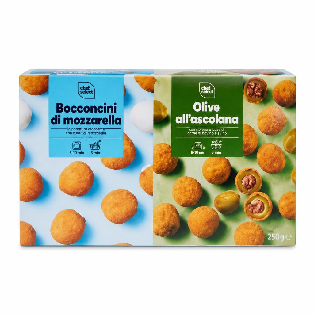 Bocconcini di mozzarella o olive all'ascolana 250 g confezione Chef Select - Offerta nel negozio Lidl
