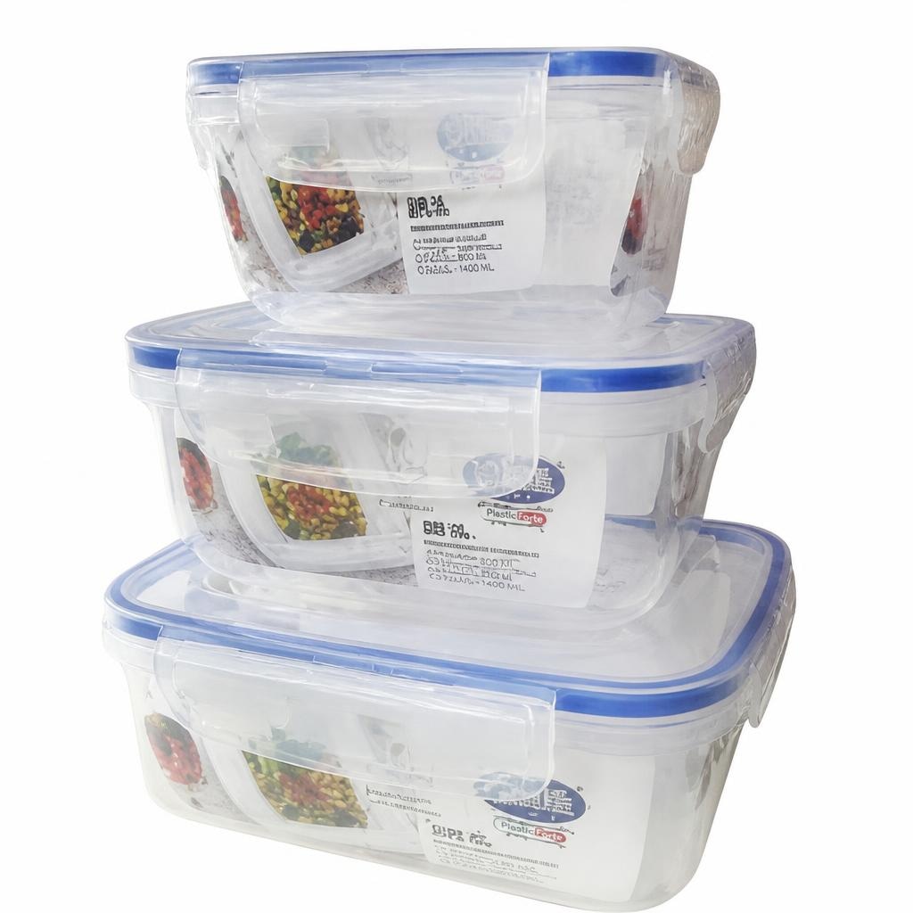 Set 3 contenitori ermetici rettangolari ml 400/800/1400 in offerta da Panorama