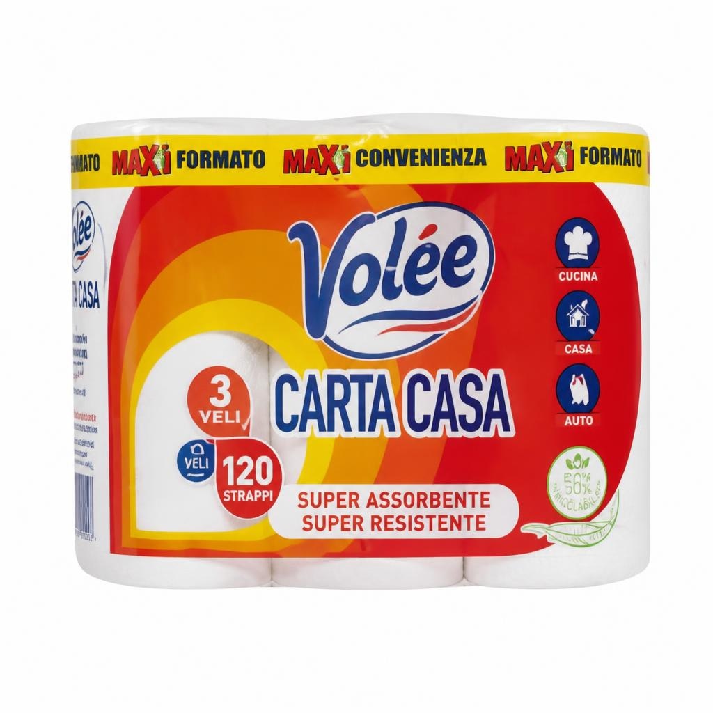 Volee carta casa 3 maxi rotoli 360 strappi in offerta da Dpiù