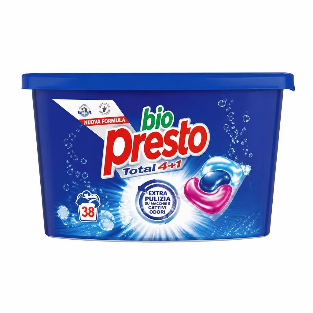 Bio Presto detersivo lavatrice caps 18 pezzi in offerta da Panorama