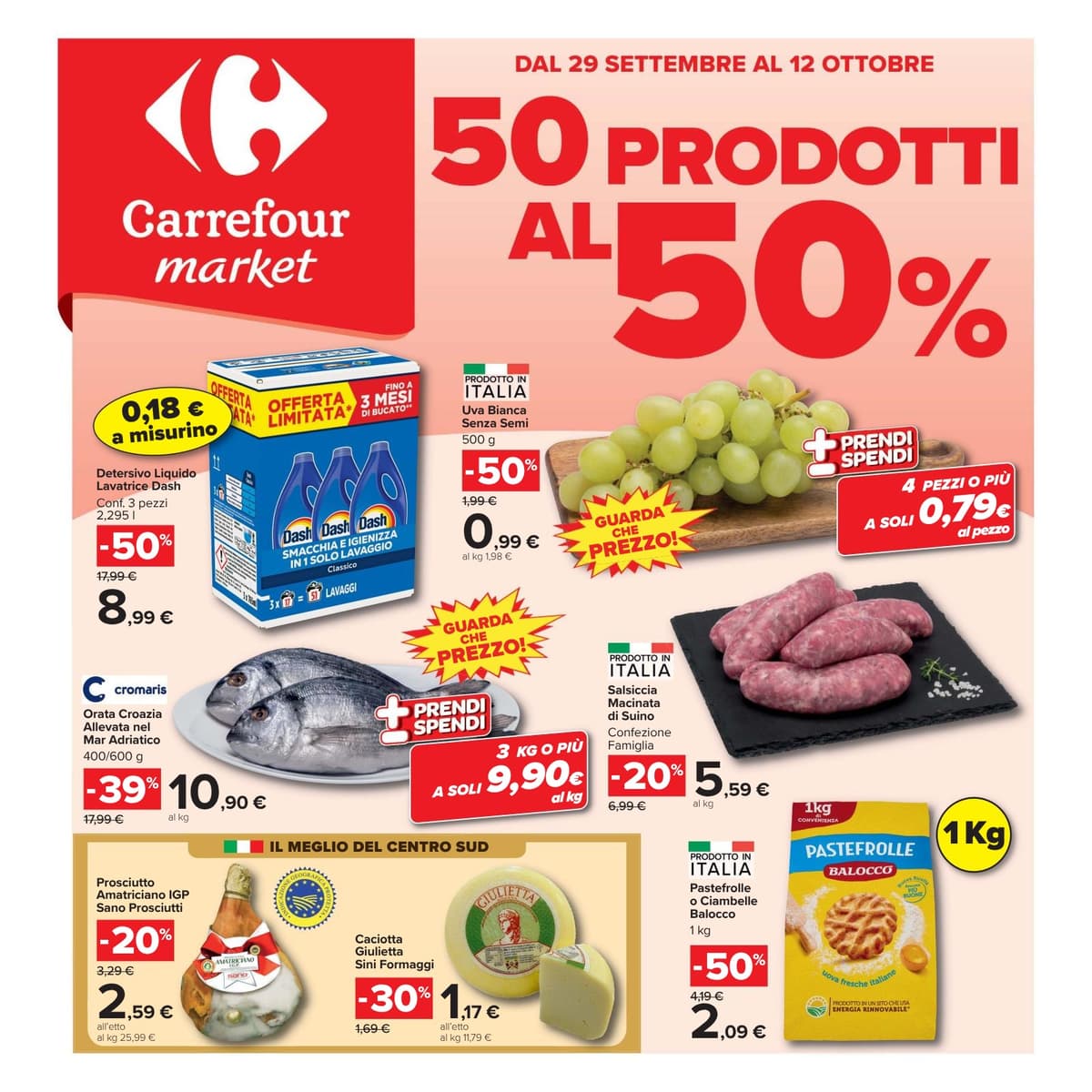 Carrefour katalog 50 prodotti al 50% (market), 29/09/2026 – 12/10/2026