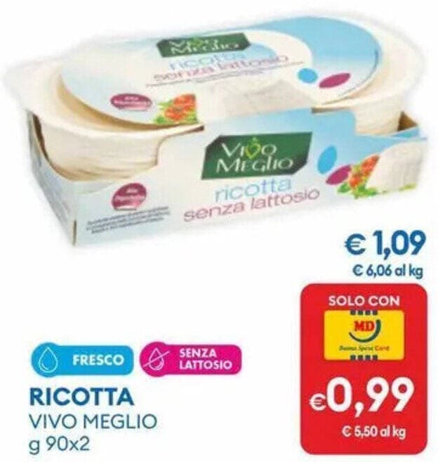 Ricotta 90x2 g Vivo Meglio in offerta da MD