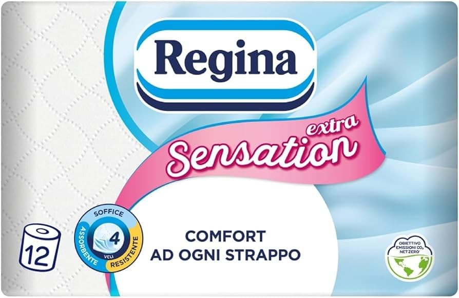 Carta igienica Extra Sensation 4 veli, 12 rotoli REGINA – Iper La grande i